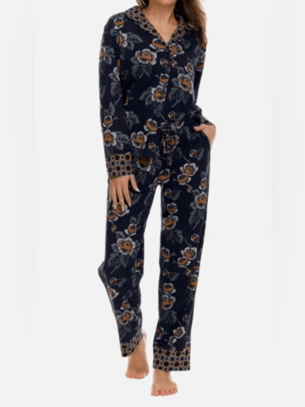 Vera Bradley Womens 2-Piece Cotton Pajama Set Floral Iconic Print Size M.